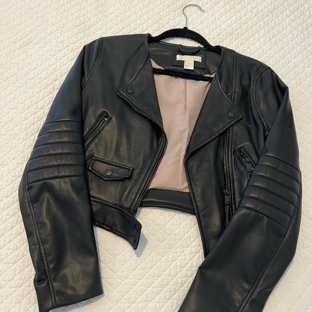 Cropped Faux Leather Jacket